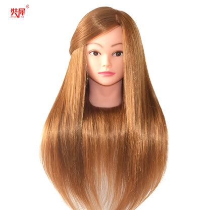 85%Real Hair Doll Head For Hairstyle Professional Training Head Kit Mannequin Head Styling To Practice Hot Curl Iron Straighten