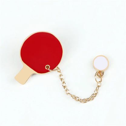Sports Ball Series Brooch Soccer Basketball Ping Pong Enamel Pin with Chain Cartoon Fashion Accessories Denim Badge Jewelry Gift