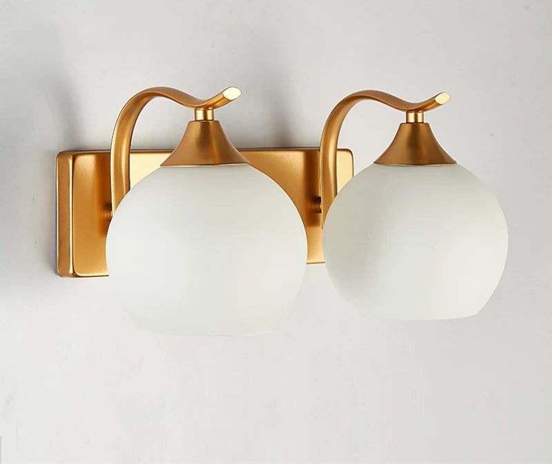 Decorative Modern Wall Lamp with Glass Shade Bedside Bedroom Loft Design Up Down Iron Led Wall Lights Gold for Home Mirror E27