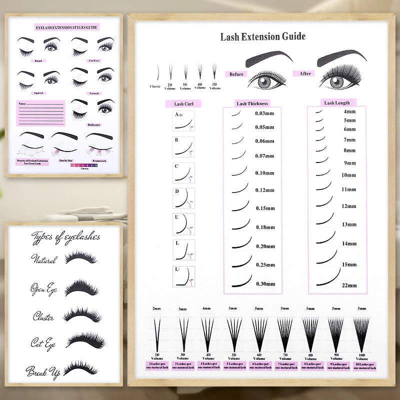 Lash Extensions Guide Poster Prints Makeup Wall Art Picture Decor Eyelash Business Form Art Canvas Beauty Salon Room Decoration