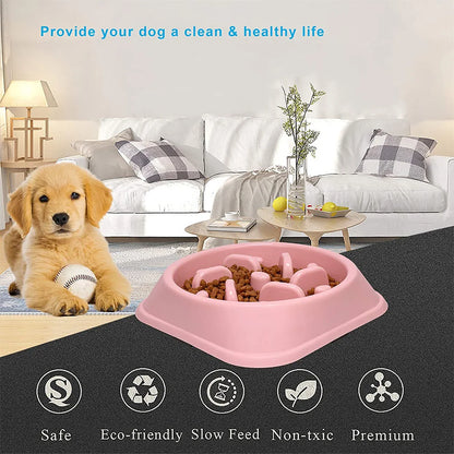 Pet Dog Slow Feeder Bowl Non Slip Puzzle Bowl Anti-Gulping Pet Slower Food Feeding Dishes Dog Bowl for Medium Small Dogs Puppy