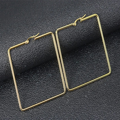 Titanium Steel Exaggerated Geometric Square Rhombus Hoop Earrings for women Big Earring Statement Ear Ring Nightclub Jewelry