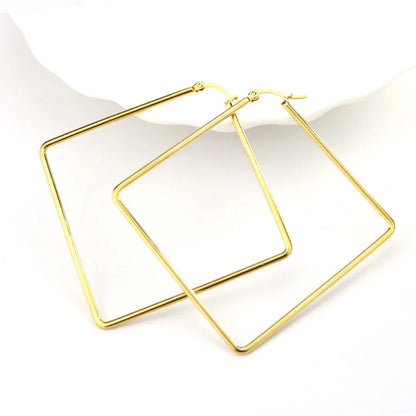 Titanium Steel Exaggerated Geometric Square Rhombus Hoop Earrings for women Big Earring Statement Ear Ring Nightclub Jewelry