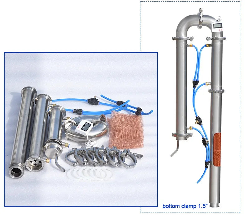 Tube distillation tower 1.5'' 2'' Distilling Column with Bottom Clamp Moonshine distiller brewing equipment with copper mesh
