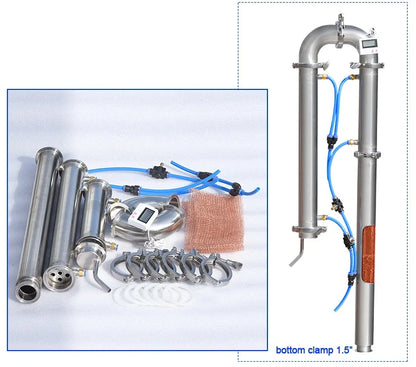 Tube distillation tower 1.5'' 2'' Distilling Column with Bottom Clamp Moonshine distiller brewing equipment with copper mesh