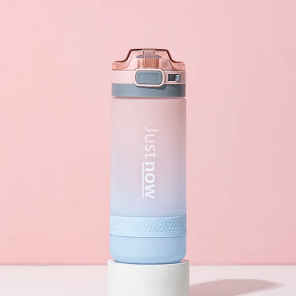 500ml/600ml New Fashion Water Bottle With Straw BPA Free Portable Outdoor Sport Cute Drinking Plastic Bottles Eco-Friendly