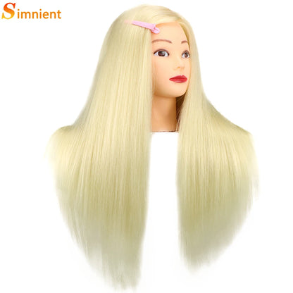 Cosmetology Mannequin Head With 25” 80% Real Hair For Braiding Hair Styling Training Head With Gift Hairdressing Salon Display