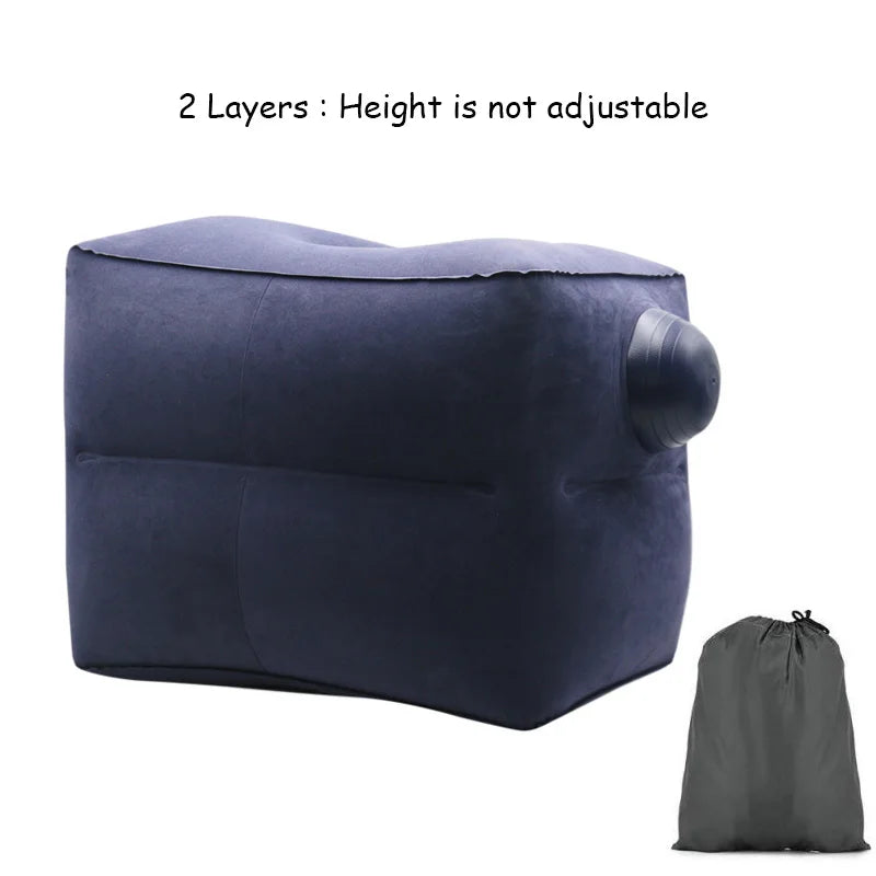 Inflatable Travel Pillow Foot Rest Kids Car Airplane Sleeping Bed Leg Support Height Adjustable Footrest Pillow for Long Trips
