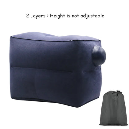 Inflatable Travel Pillow Foot Rest Kids Car Airplane Sleeping Bed Leg Support Height Adjustable Footrest Pillow for Long Trips