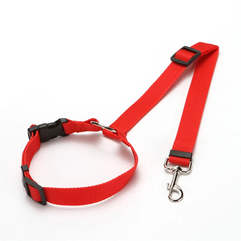 Nylon Safety Belt for Dogs Solid Color Two-in-one Pet Car Seat Belt Leash Adjustable Dog Harness Collar Products Pet Accessories