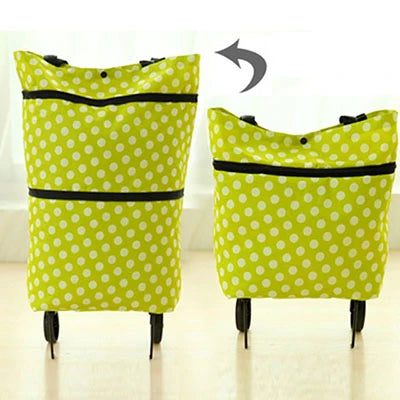 Portable Folding Reusable Shopping Bags Small Pull Cart Buy Shopping Trolley Bag With Wheels Fruit Vegetables Bag Food Organizer