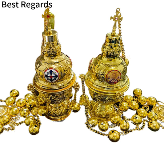 Best Regards 2021 Orthodox Incense Burner Church Decoration Orthodox Goods Church Mass Liturgical Censer Articles cruz pectoral