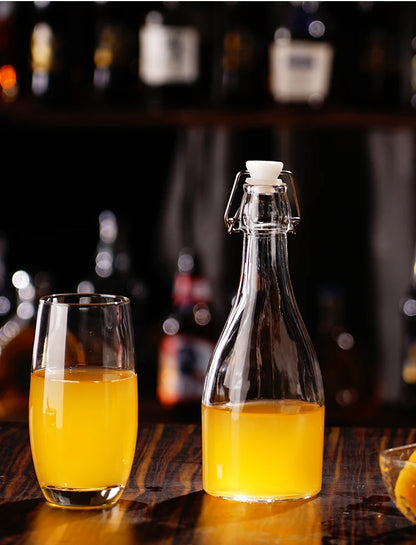 Enzyme Bottle,Bartender Tool,Fresh Lemon Lime Kitchen Oil Bottle,Jars With Lid Seal Buckle Plastic Storage Container Glass