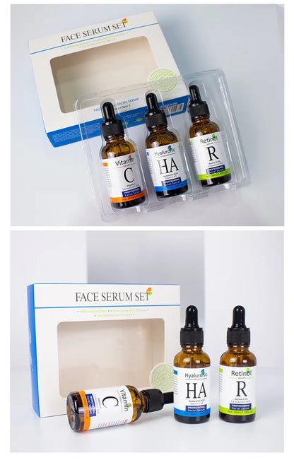 Facial Serums Skin Care Set  Moisturizing Retinol +Hyaluronic Acid + Vitamin C Serum Brightening Firming, & Hydrating Face Serum
