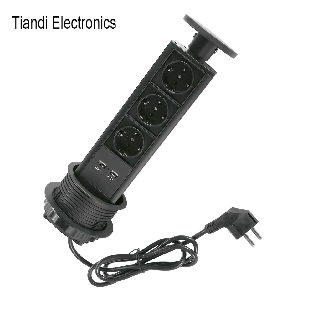Pop up the socket; Embedded desktop socket; 3-digit AC power USB-A/C Supercharging PD 20W; Used for conference desks, kitchen an