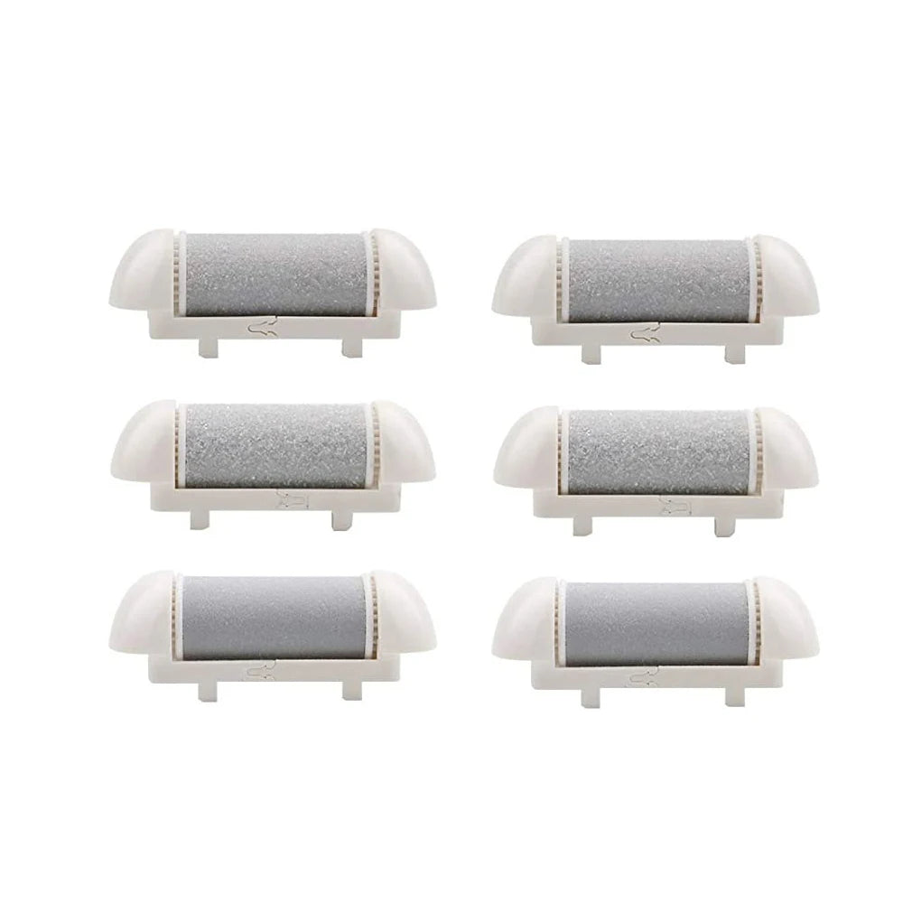 6 Pcs Foot Care Tool Heads Hard Skin Remover Refills Replacement Rollers for Cracked Heels Calluses and Dead Skin Black