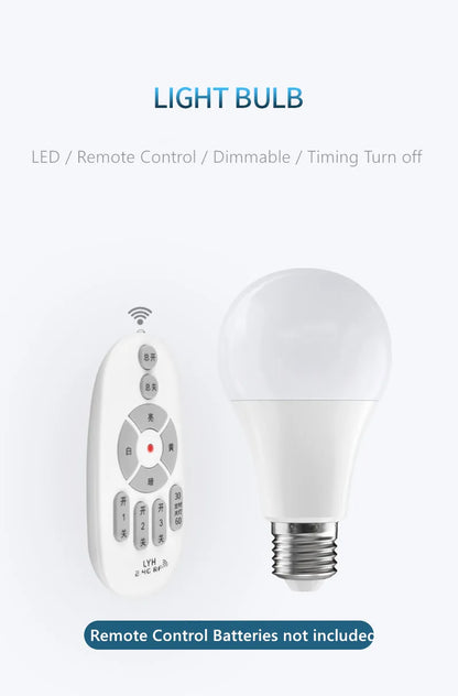 Smart LED Bulb E27 6W 9W 12W RF 2.4G Wireless Remote Control Night Light Timing Turn off Warm Cold Light Dimmable Led Lamp Bulb