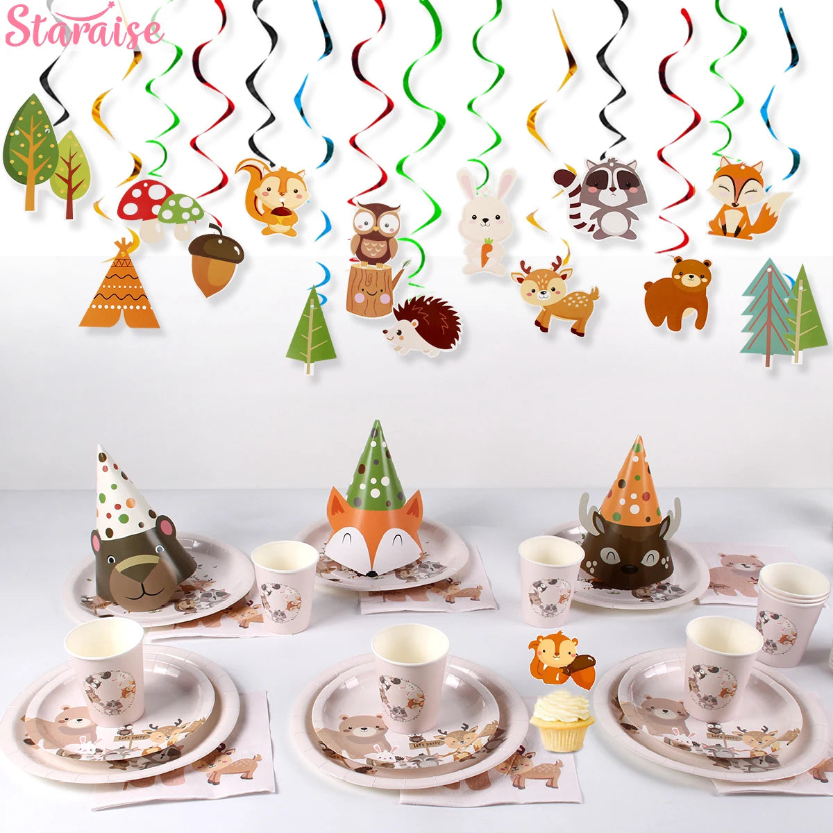 Staraise Woodland Animal Party Safari Jungle DIY Party Decor Birthday Party Decoration Kids Woodland Theme Party Baby Shower