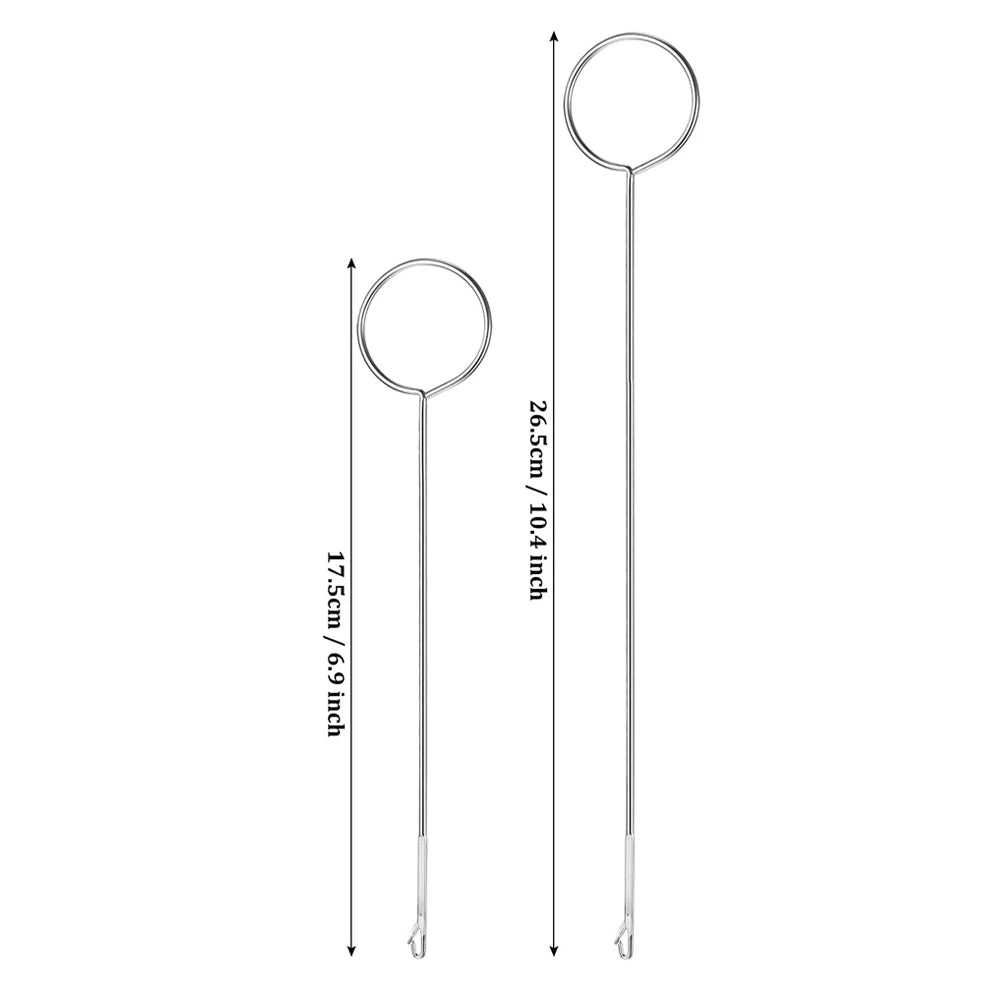 Sewing Loop Turner Hook with Latch Stainless Steel Loop Turner Hook 2 Sizes Loop Turner Tool for Fabric Strips Accessories