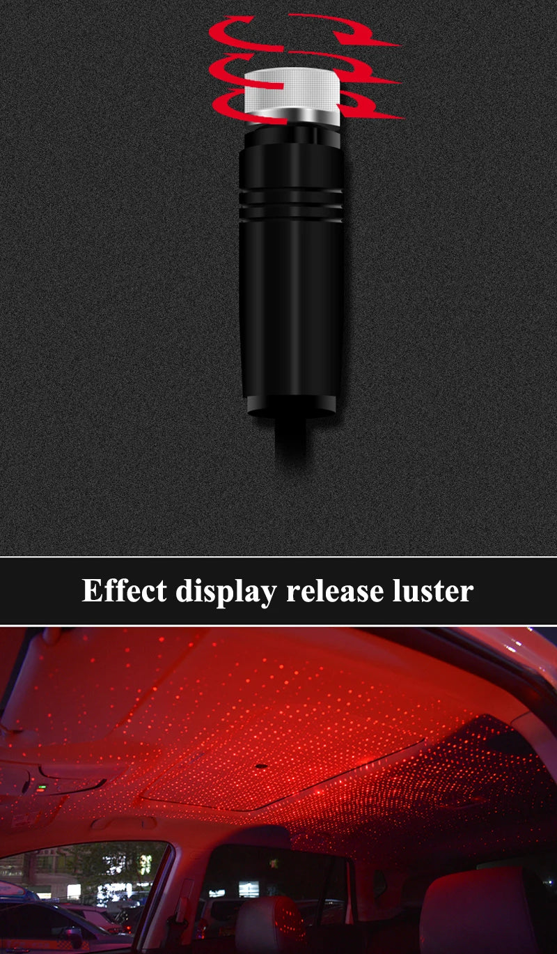 USB Decorative Lamp Adjustable Car Interior Decor Light Romantic LED Car Roof Star Night Light Projector Atmosphere Galaxy Lamp