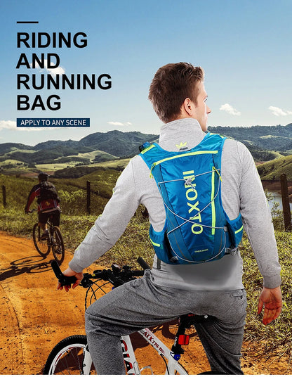 running hydrating vest backpack 8L, cycling hydrating backpack hiking marathon hydrating, with 1.5L water bag 500ml water bottle