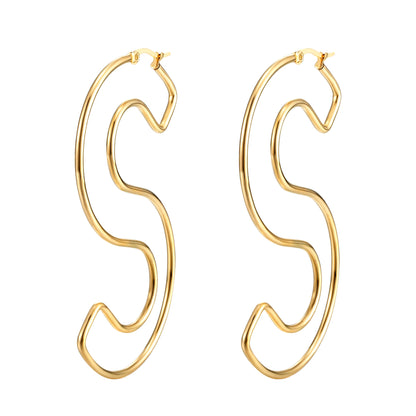 Personality Letter Ear ring Stainless Steel feminine Hyperbolic Earrings Girls Earrings Exquisite Gifts Women‘s Ear Jewelry 2021