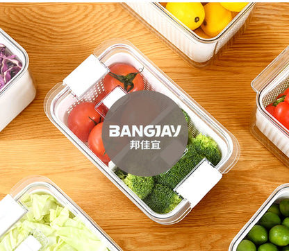 Fridge Storage Box Refrigerator Fresh Vegetable Fruit Boxes Drain Basket Storage Containers With Lid Kitchen Tools Organizer