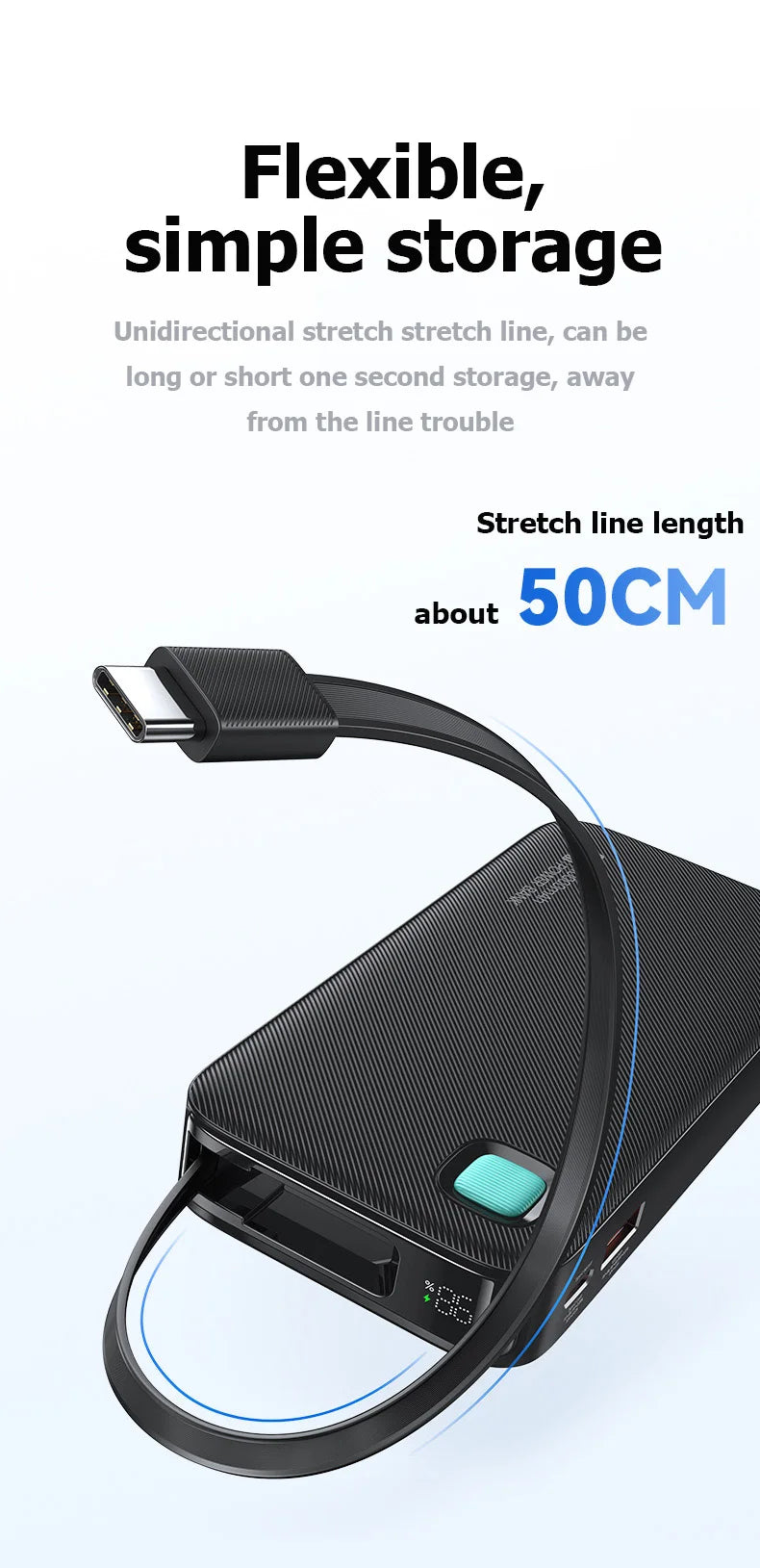 Hot Sale Bank Power With Cable Portable Power Bank PD 20W Fast Charger With Type C Cable Three Charger Port Bank Power