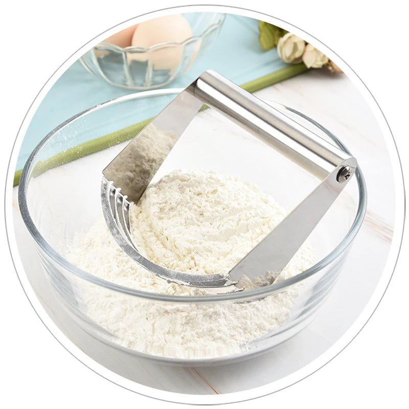 Manual Stainless Steel Dough Blender, Pastry Cutter, Ergonomic Handle, 5 Blade Baking Tool, Kitchen Gadget, Hot Sell