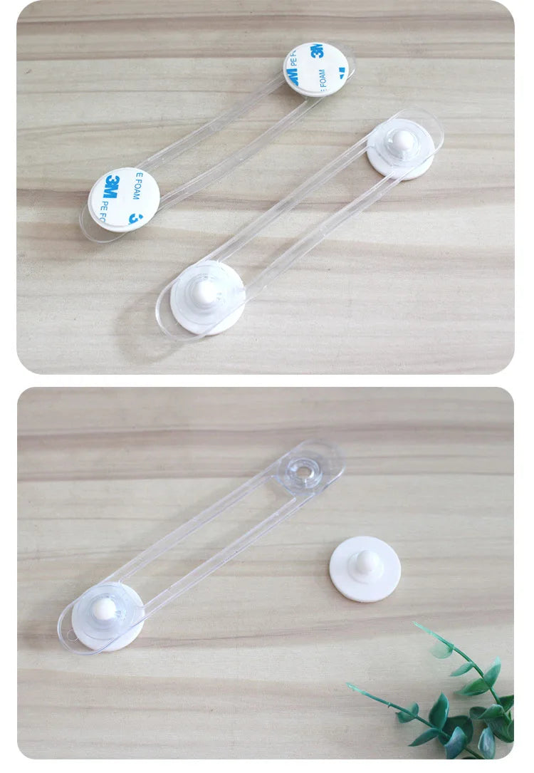 2Pcs Transparent Drawer Door Cabinet Cupboard Safety Locks Baby Kids Safety Care Plastic Locks Straps Infant Baby Protection