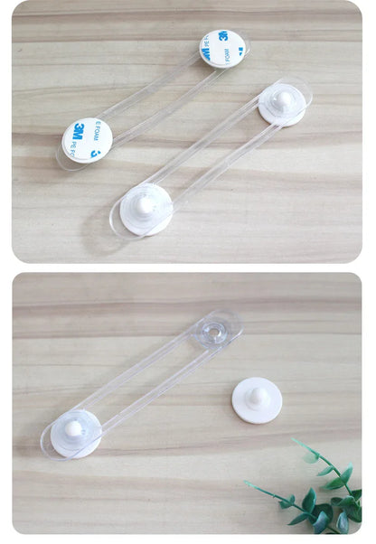 2Pcs Transparent Drawer Door Cabinet Cupboard Safety Locks Baby Kids Safety Care Plastic Locks Straps Infant Baby Protection