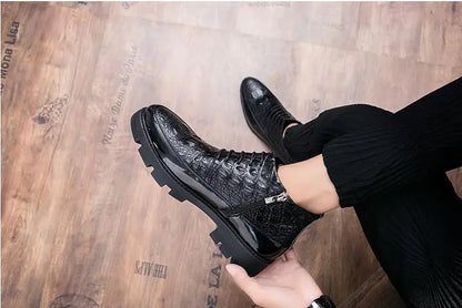 Male patent leather Moccasins shoes High top italian formal dress brogue oxford wedding Business  shoes boots 2021