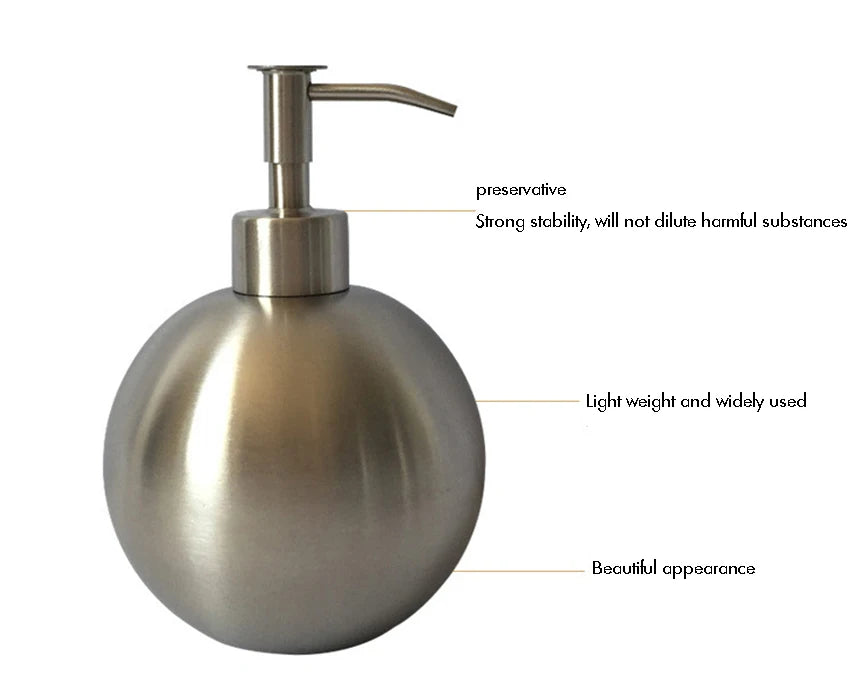 Stainless Steel Round Empty Lotion Soap Dispenser Bottle, 500ml Soap Dispenser Great for Essential Oils, Lotions, Liquid Soaps