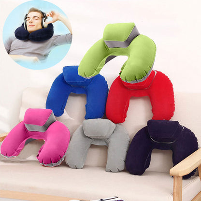 Hot Inflatable Travel Neck Pillow Soft Air U Shaped Car Head Rest Support for Travel Office Nap Head Rest Cushion Neck Pillow