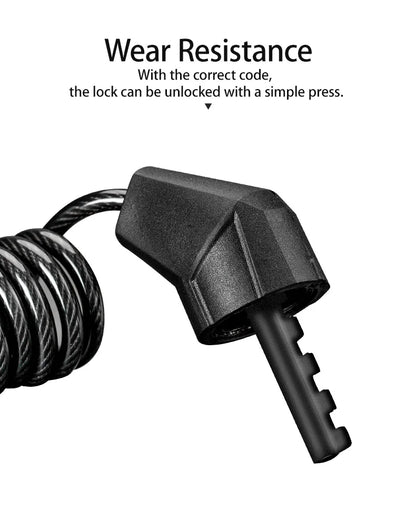 ROCKBROS Mini Password Lock Anti-theft Bicycle Durable Steel Wire Lock Helmet Lock Chain Bike Frame Lock Bike Accessories