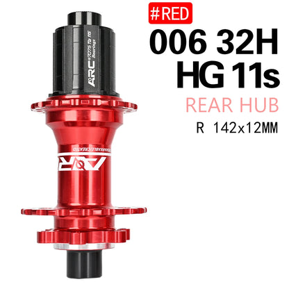 Bicycle Hubs ARC MT006 MTB Bike Hubs, 4 NBK Bearings, 28/32/36 Holes, 6-Bolt Disc Brake, 8-11 Speed, 4-Pawl 3-Tooth Design