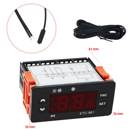 ETC-961 Mini Temperature Controller 220v Microcomputer Thermostats Digital Thermostat Refrigeration Alarm Wtih NTC Sensor