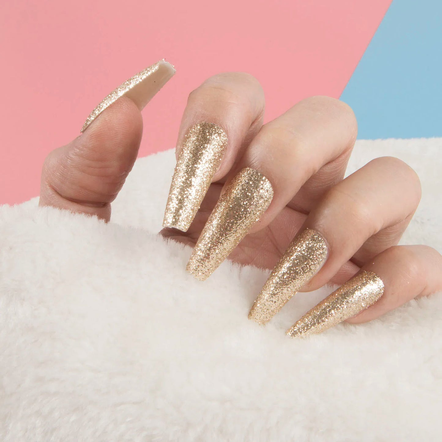 1 Set Glitter False Nail Tips Full Cover Ballerina Fake Nail Tips Press on Nail Tips Coffin