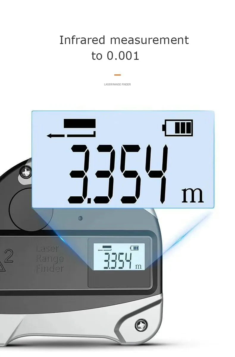 40M Laser Measuring Tape with Battery Retractable Digital Electronic Tape Measure Multi Angle Measuring Tool