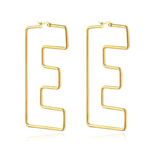 Personality Letter Ear ring Stainless Steel feminine Hyperbolic Earrings Girls Earrings Exquisite Gifts Women‘s Ear Jewelry 2021