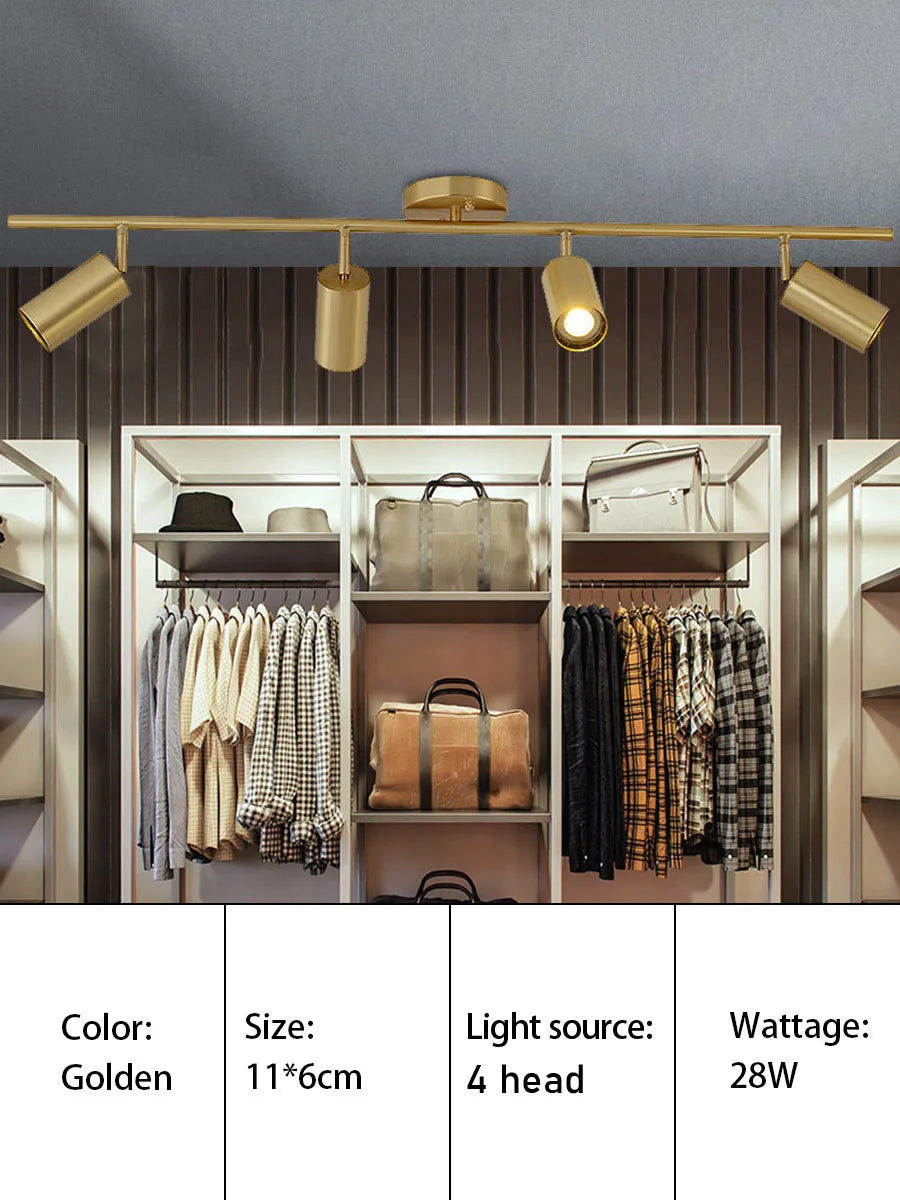 LED Track Light GU10 Aluminum Ceiling Light Modern Golden Tracking Lighting Fixture Clothing Shop Spotlights