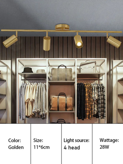 LED Track Light GU10 Aluminum Ceiling Light Modern Golden Tracking Lighting Fixture Clothing Shop Spotlights