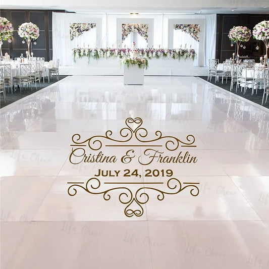 Wedding Dance Floor Decal Wedding Floor Monogram Vinyl Floor Sticker Party Decor Custom Name & Date DIY Wall Sticker