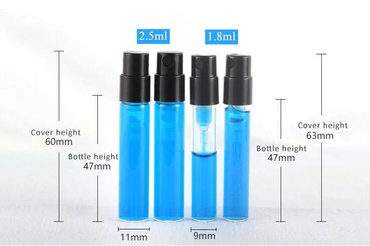 500pcs Invisible Springs Sprayer 1.5ml 1.8ml 2ml 2.5ml Bayonet Glass Perfume Bottle Sample Refillable For Fragrance Perfume