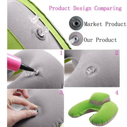 Hot Inflatable Travel Neck Pillow Soft Air U Shaped Car Head Rest Support for Travel Office Nap Head Rest Cushion Neck Pillow