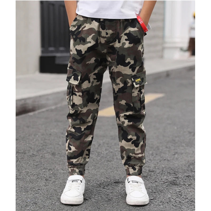 2022 Boys Camouflage Joggers Casual Cargo Pants for Boys Kids Cotton Trousers Clothes Teenage Boys Joggers Clothing 3-14 Years