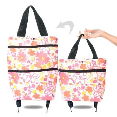 Portable Folding Reusable Shopping Bags Small Pull Cart Buy Shopping Trolley Bag With Wheels Fruit Vegetables Bag Food Organizer