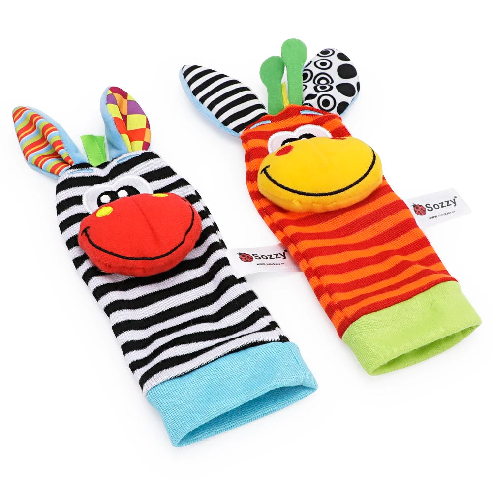 1PairBaby Toys 0-6-12 Months Cute Stuffed Animals Baby Rattle Socks Wrist Baby Rattles Newborn Toys Make Sounds Games For Babies