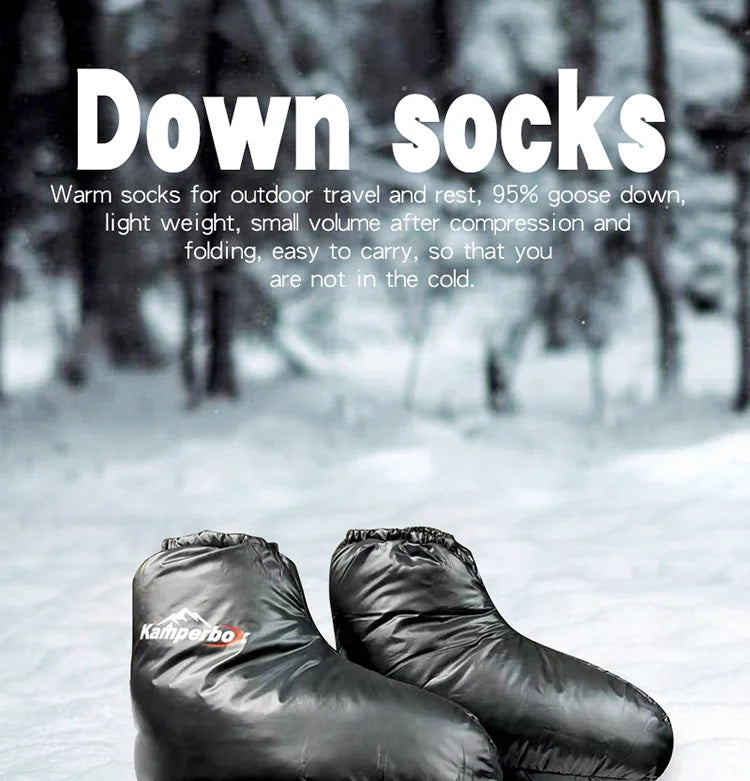 Kamperbox Down Slippers Down Socks Camping Down Booties for Sleeping Bag Camping  Down Socks AQ3