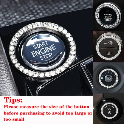Car One-Click Engine Start Stop Switch Button Cover Crystal Rhinestone Cover Protector Ring Hand-set Sticker Decoration